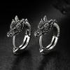 Huitan Personality Chinese Dragon Hoop Earrings for Women/Men Antique Metal Color Hip Hop Cool Guys Loong Earrings Jewelry