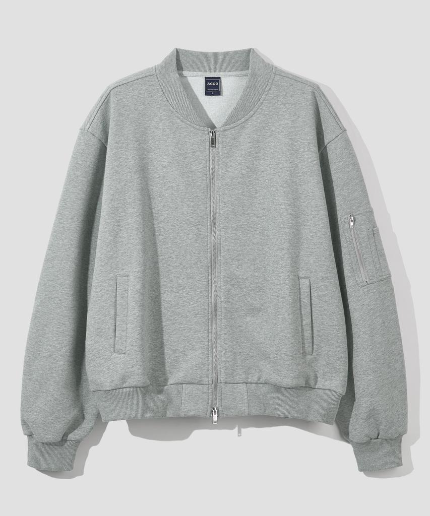 Agod Relax Sweat Bomber Jumper [Heather Grey]