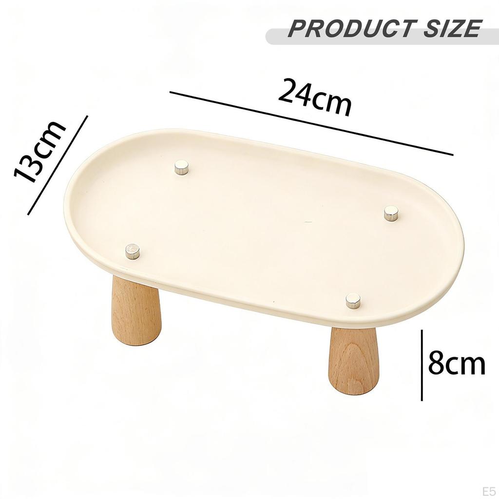 Cat Bowl Holder, Elevated Feeding Stand, Food with Wooden Legs, Easy to Clean, Non-slip, for