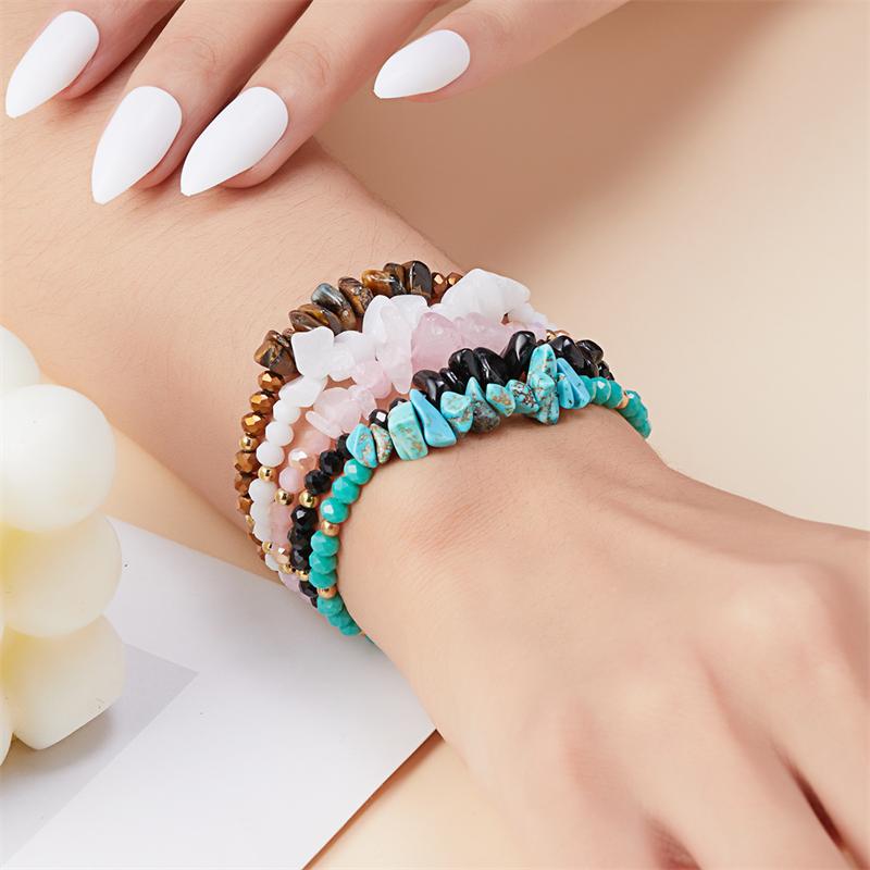 Colorful Natural Stone Irregular Bracelets For Women Handmade Rice Beads Woven Rope Bracelet For Women Friendship Jewelry Gifts