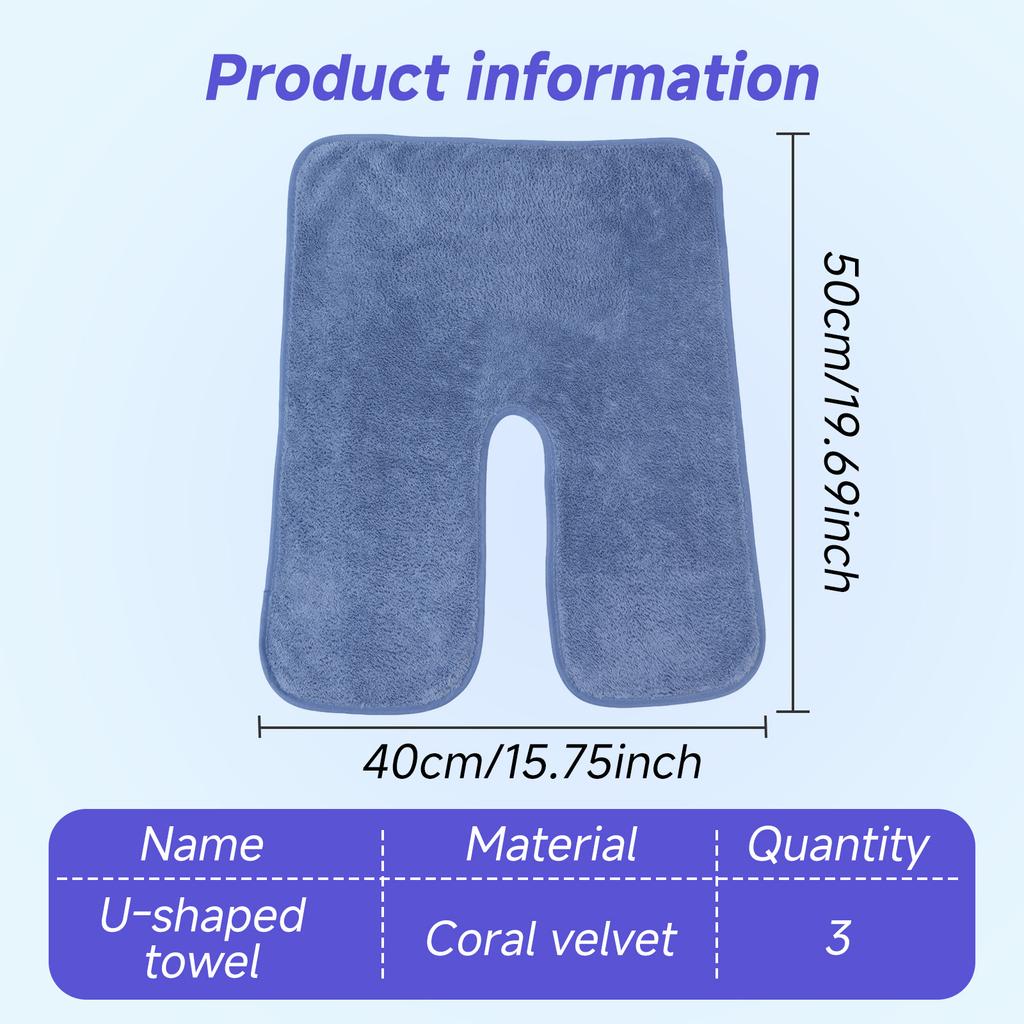 3Pcs U-Shape Towel Microfiber Esthetician Towel Absorbent Spa Massage Facial Treatment Neck Cosmetic Towels for Facial Cleansing