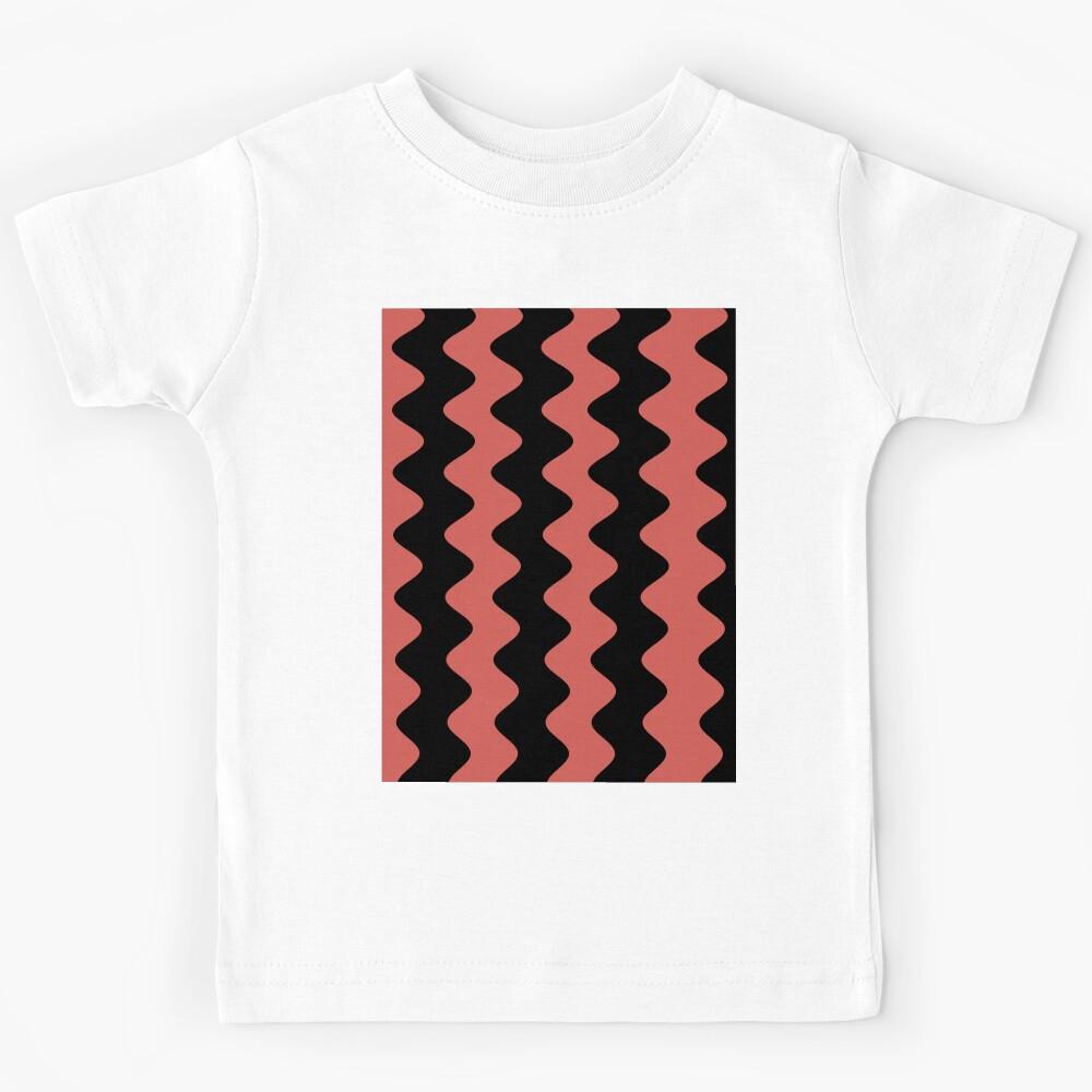Red-Orange Black Wavy Vertical Rippled Stripe Pattern Pairs 2023 COTY Raspberry Blush 2008-30 Kids T-Shirt 120