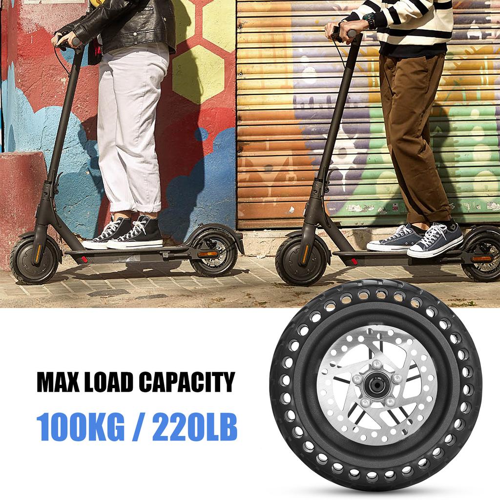 Electric Scooter Rear Tire with Wheel Hub Disc Brake Set 8.5 inches Solid Electric Scooter Wheel Replacement for Xiaomi