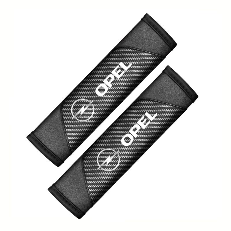 2pieces of genuine leather carbon fiber car seat belts and car accessoriesFor Opel Insignia Astra Antara Meriva Zafira H G Corsa
