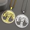 Crytstals Aesthetic Tree of Life Love Heart Necklace for Women Men Stainless Steel Gold Color Lucky Amulet Chain Jewelry Gift