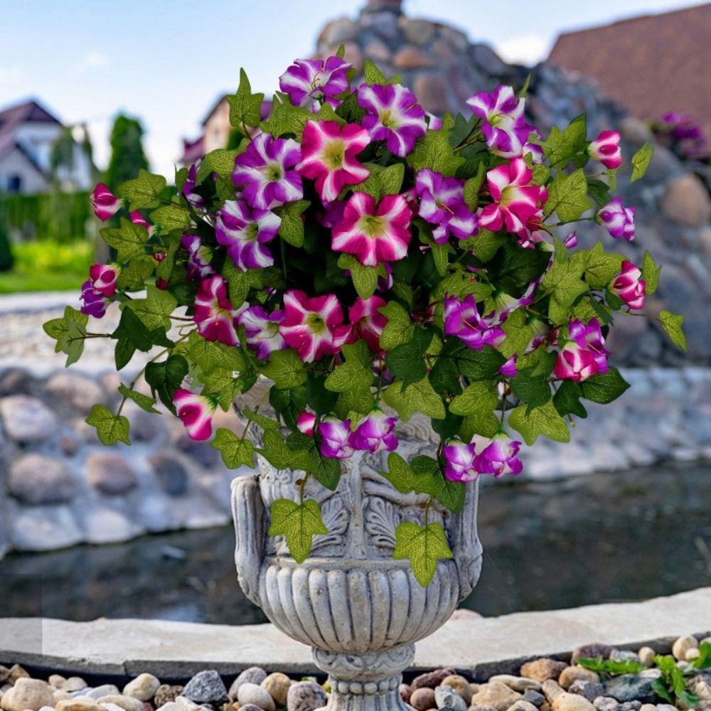 Silk Material Artificial Silk Flowers UV Resistant Faux Silk Morning Glory Flowers Artificial Trumpet Flower Wedding Decoration