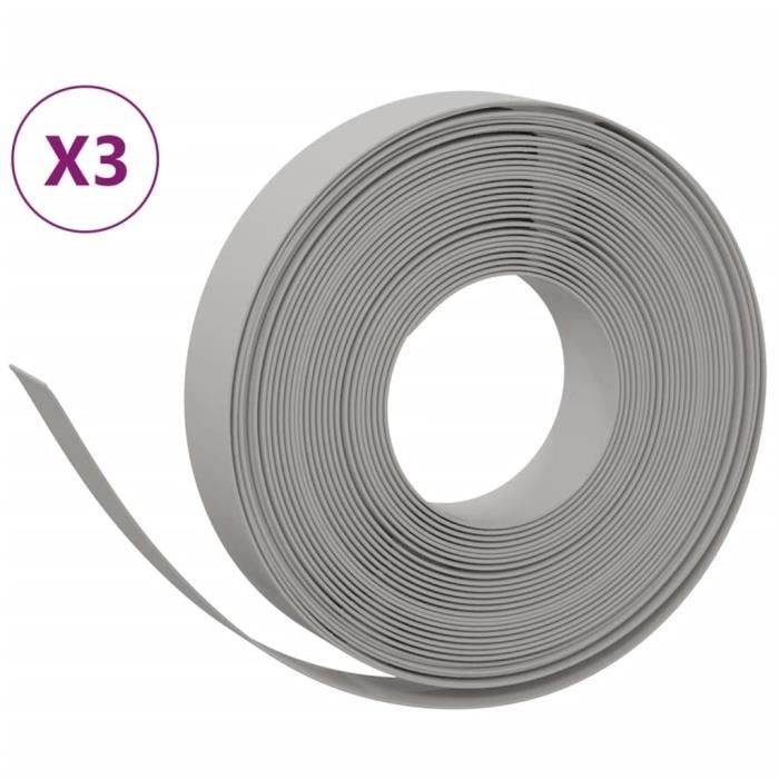 VidaXL Garden Edging 3 Pcs Grey 10 M 10 Cm Polyethylene 3155429