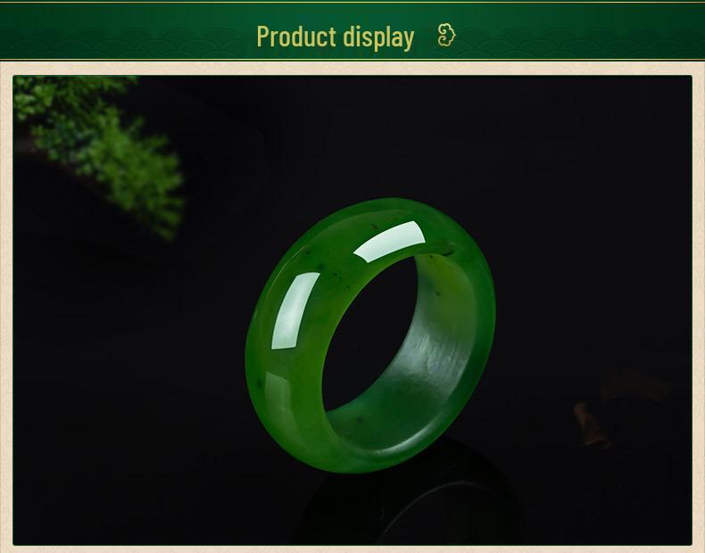 Anello Unisex in Giada Verde Spinacio Hetian con Certificato