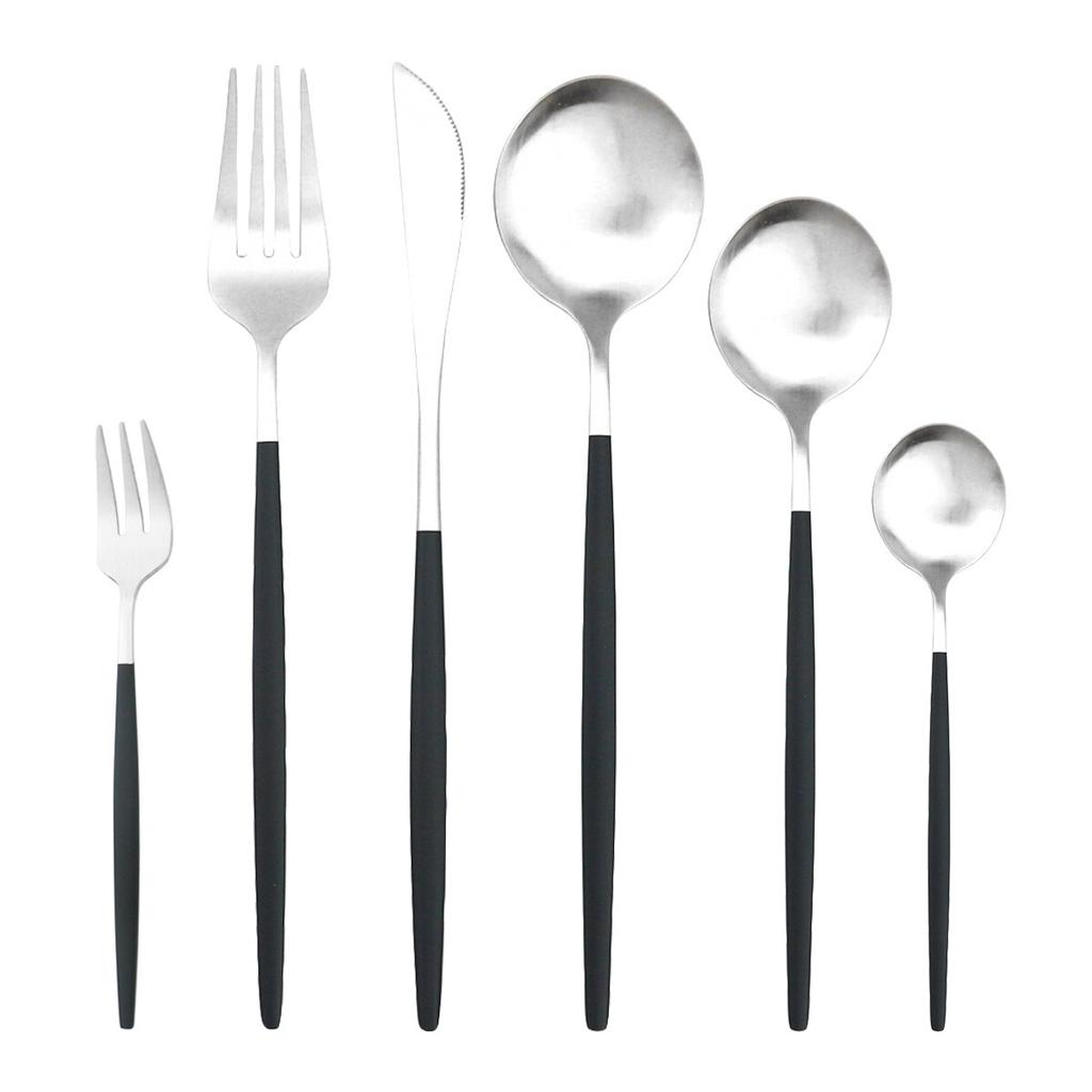 Set Gold Cutlery Dinnerware 6pcsset Knife Cake Fork Tea Dessert Spoon Tableware Stainless Steel Flatware Kitchen Silverware Set