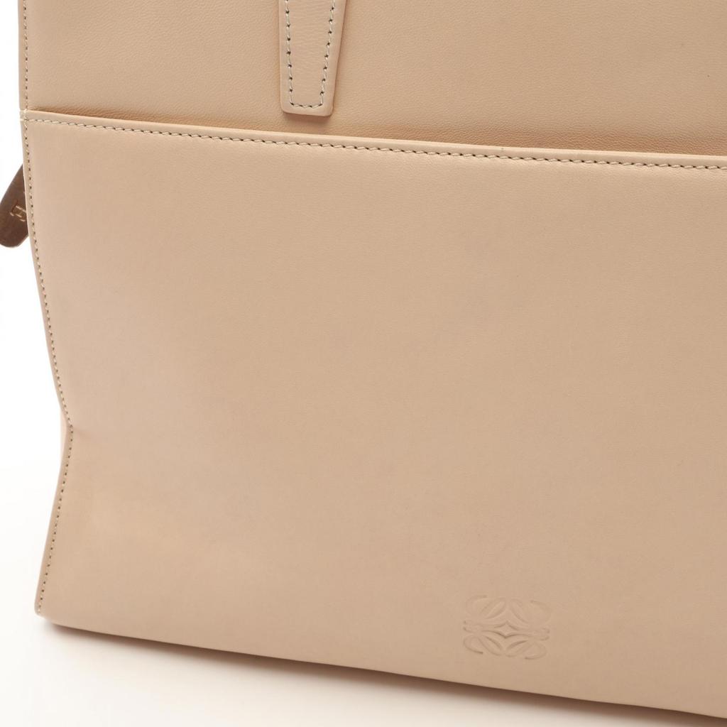 Used LOEWE Anagram Handbag Leather Beige Used Women