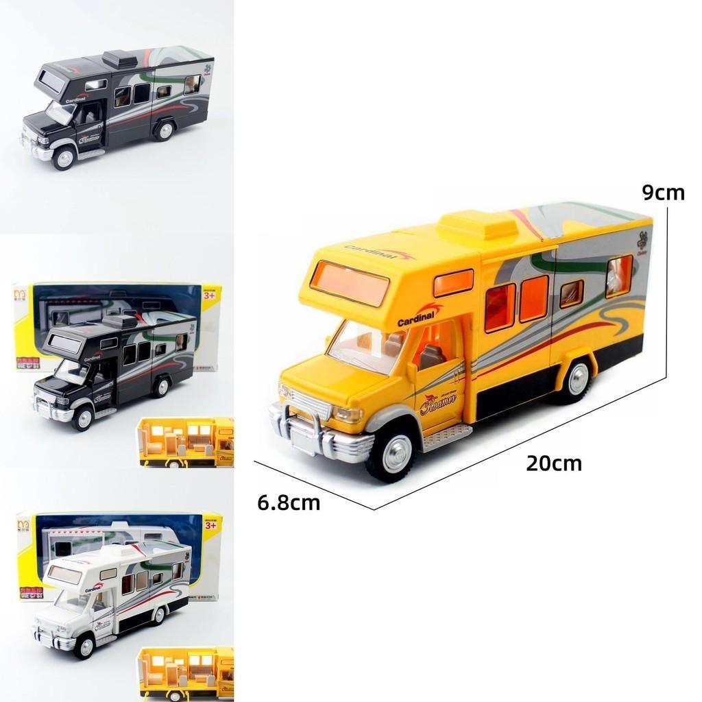 Alloy Deluxe 132 Travel Motorhome Bus Children's Toy Car Model Decoration Sound And Light Retractable Door