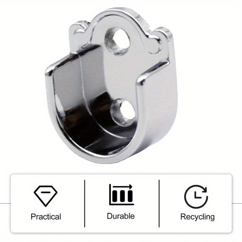Heavy-Duty Metal U-Shaped Rod Brackets - End Support Brackets for Wardrobes Easy To Install, Furniture and Closet Rail Hardware