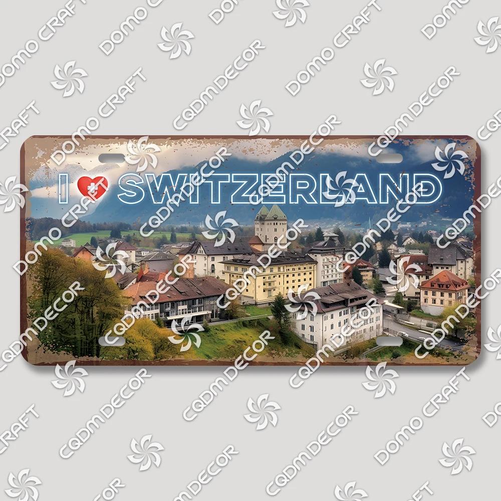 I Love Switzerland Poster License Plates Retro Alps Geneva Zurich Scenery Metal Tin Sign Cafe Living Room Home Wall Decor