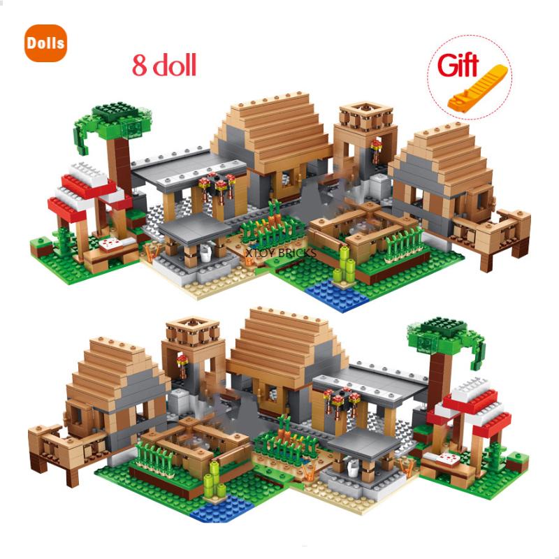 My World The Farm Cottage Village House Building Blocks with Figures Compatible 21128 DIY Bricks Toys