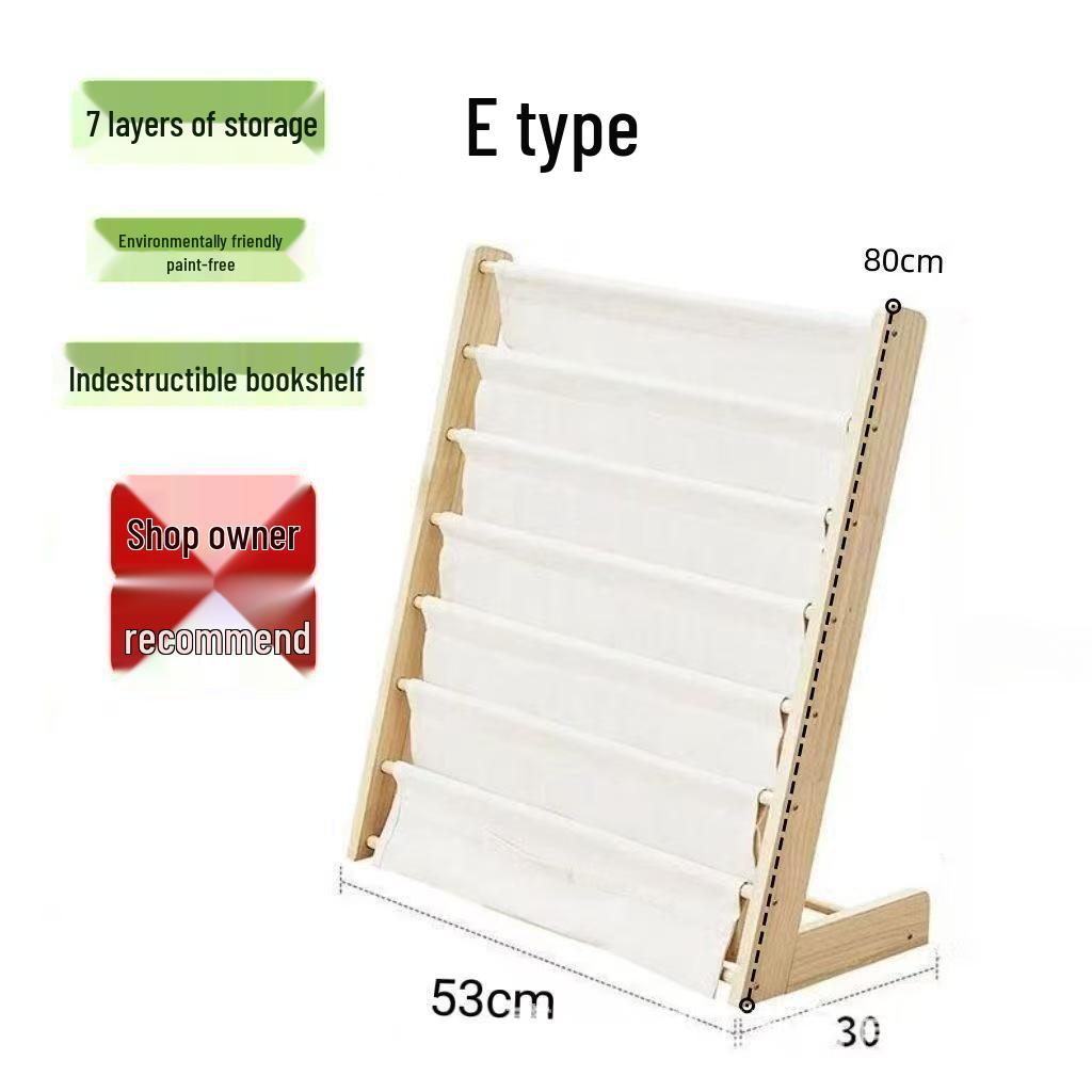 Solid Wood Children's Bookshelf - Floor Standing Storage for Kids' Room or Kindergarten