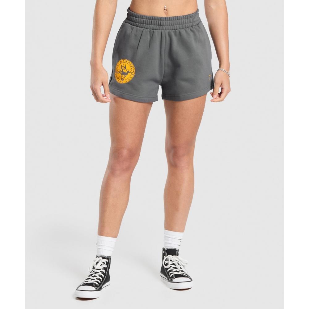 

GYMSHARK Strong Girl Lifting Club Graphic Shorts Pitch Grey B2B8J GB7Q XXS