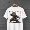 Samurai Cat TShirt Cat Kimono Anime Kitten Harajuku Y2K Top Unisex Cotton Graphic Tee Kawaii Streetwear Vintage Cute Cat Shirt