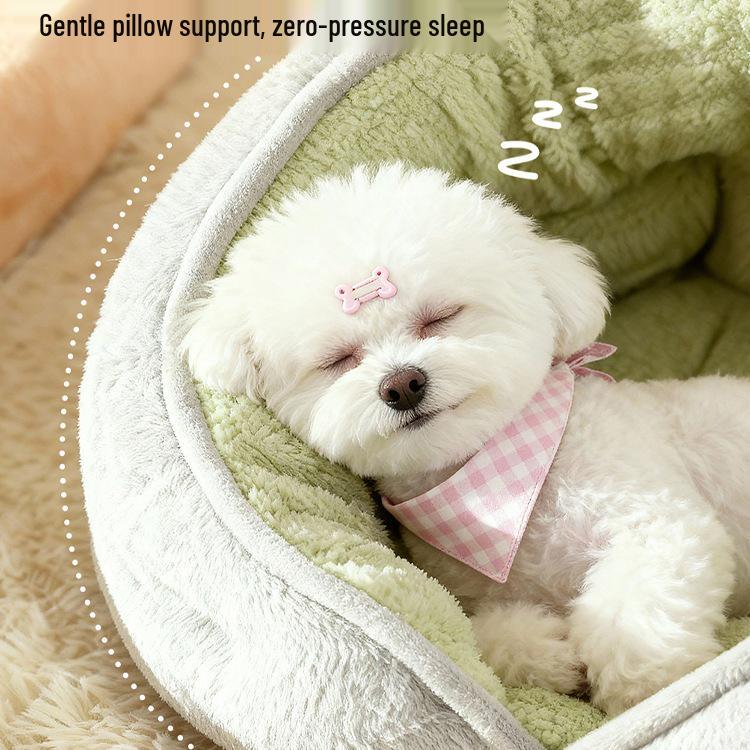 2025 Winter Cozy Semi-Enclosed Dog Bed for Medium and Small Pets