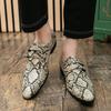 Men's Large Size Buckle Slip-on Snake Print Leather Shoes - Trendy Business and Casual Formal Shoes