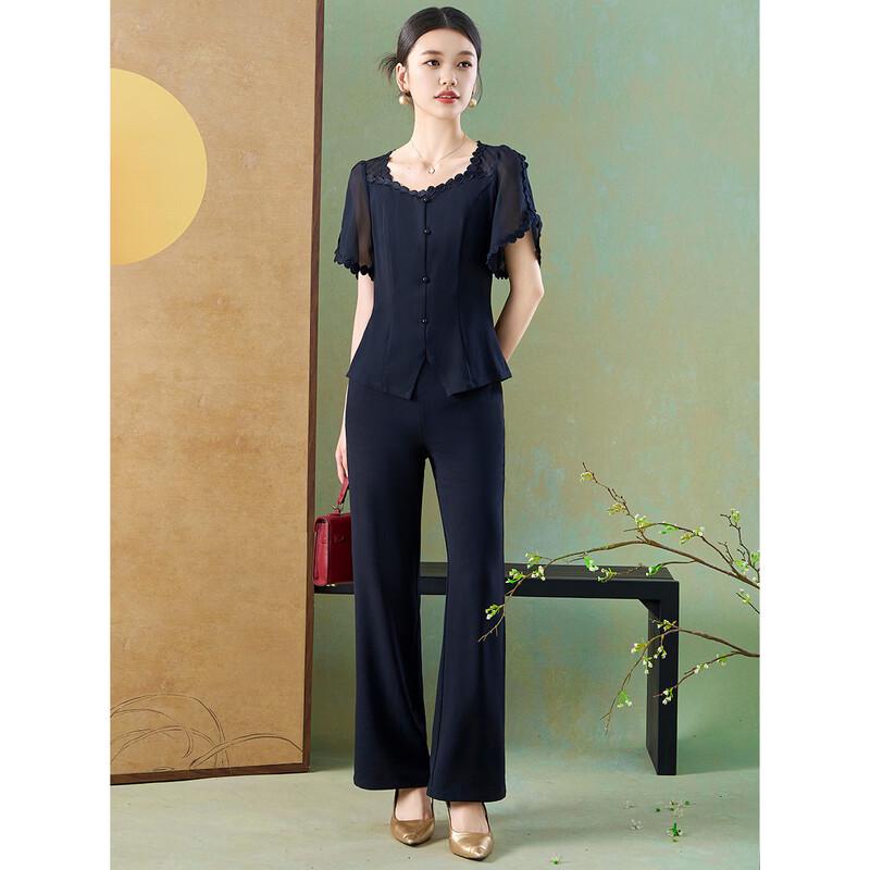 Meilanni Women s Ice Silk Patchwork Lace Two-Piece Set 2XL