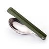 Folding Cutlery Set Fork Knife with Army Green Pouch Survival Camping Bag Outdoor Cutlery Stainless Steel Portable Tableware