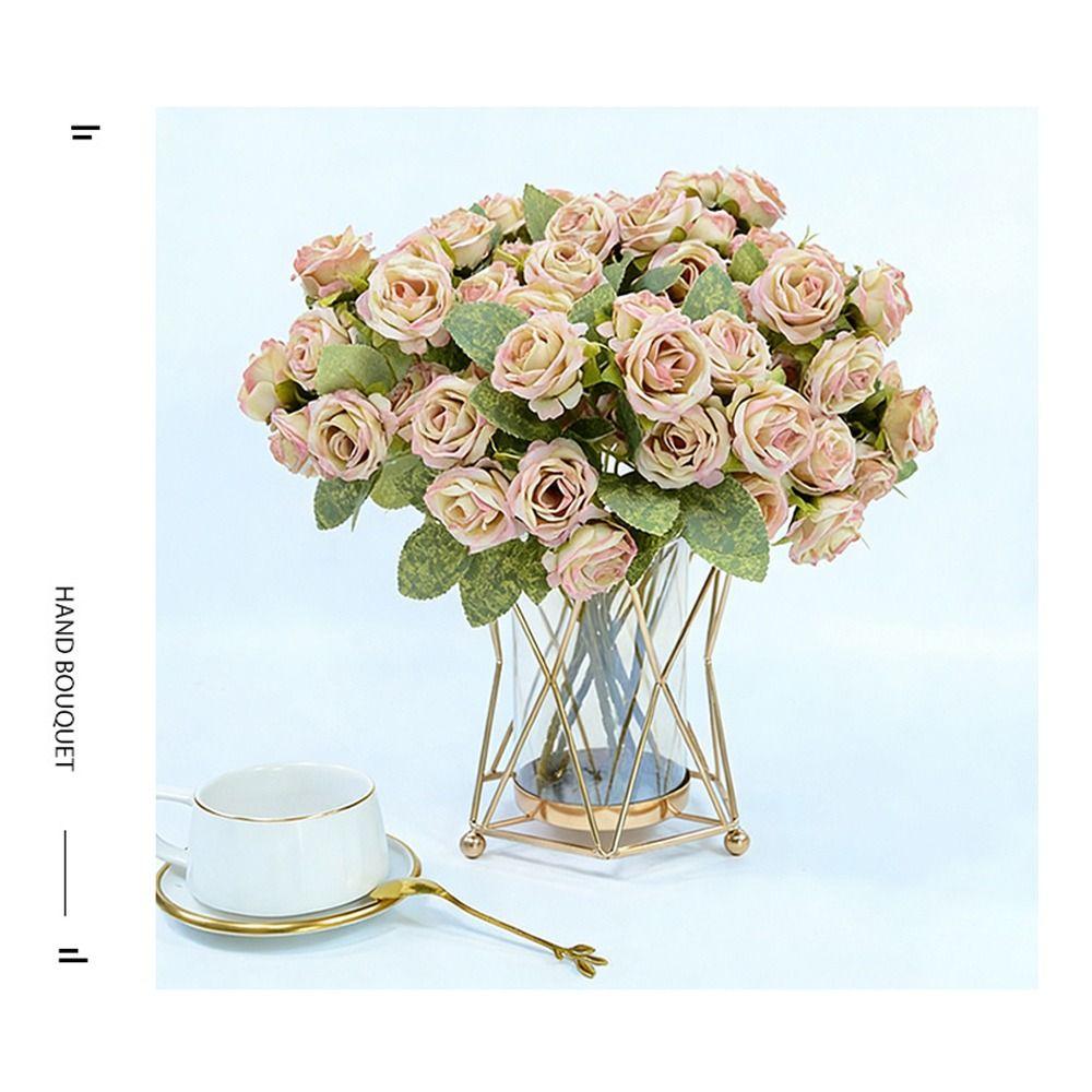 15 Heads Rose Artificial Flowers Silk Petals Faux Flower Creative Decorative Flower  Gift