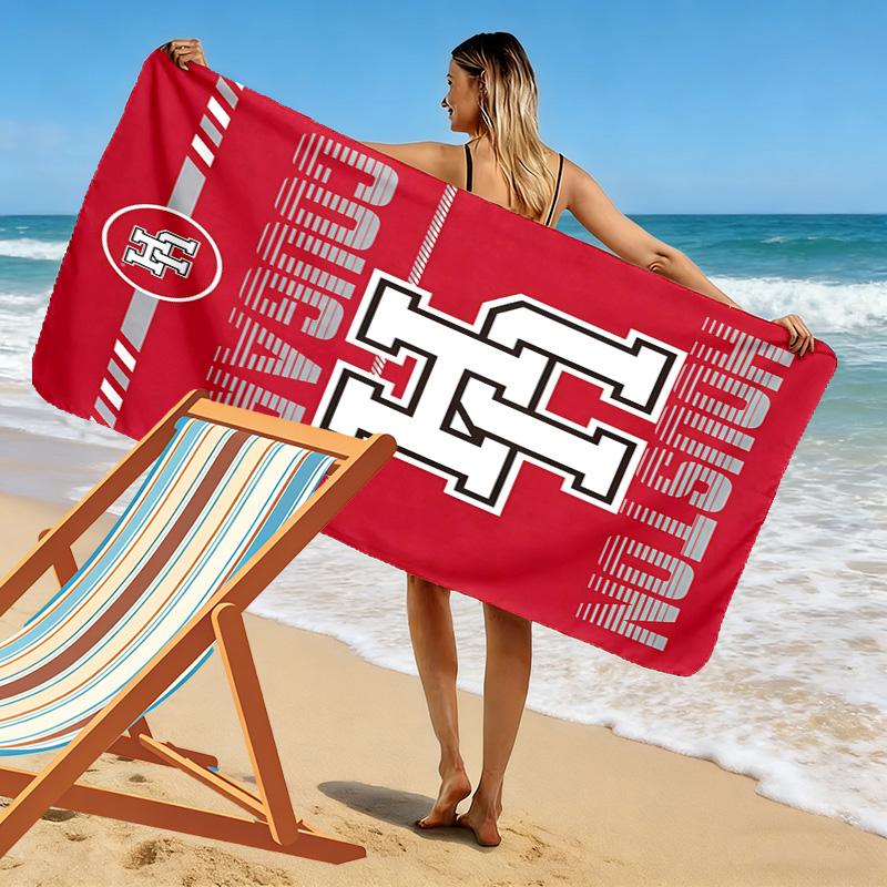 Houston Cougars Print Beach Towel, Large Soft Quick Dry Towel for Beach Camping Swimming