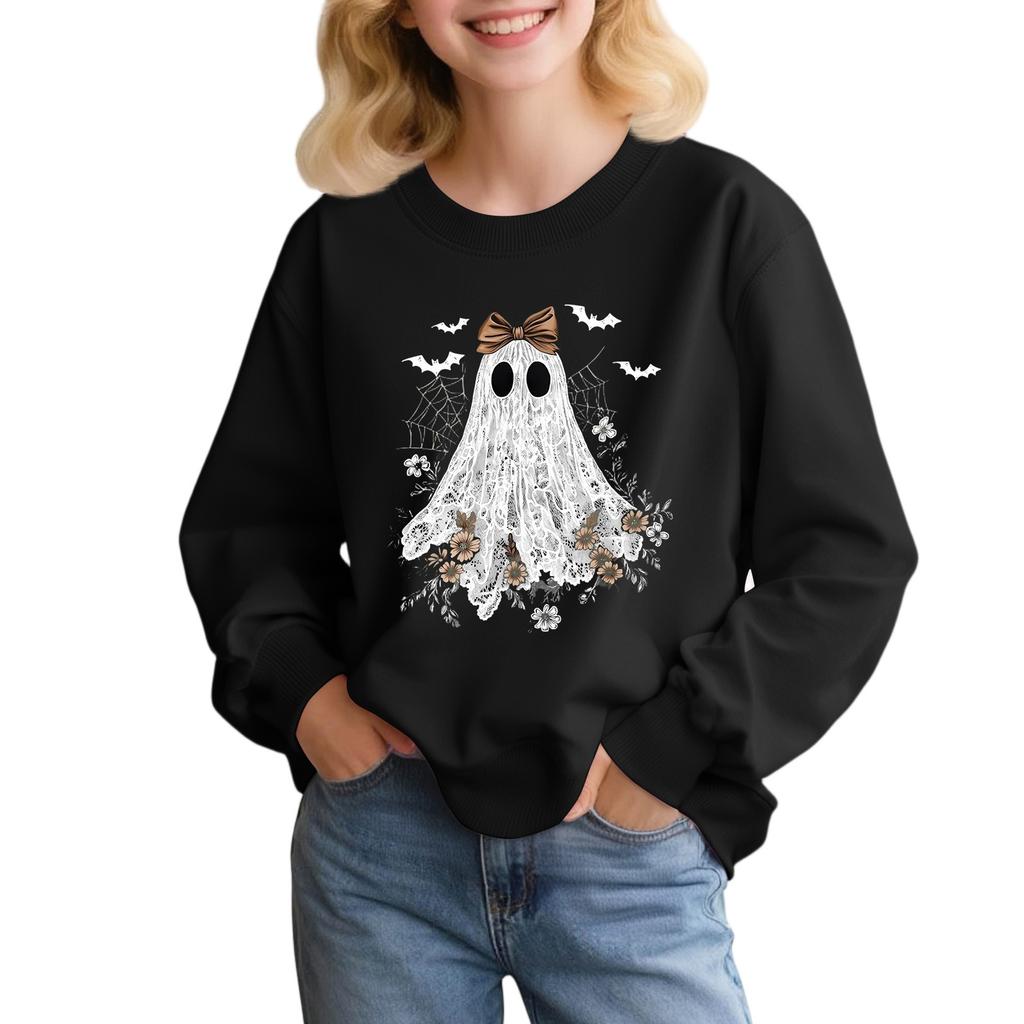 Children's Fashion Loose-fitting Casual Halloween Long-sleeved Printed Round Neck Sweatshirt