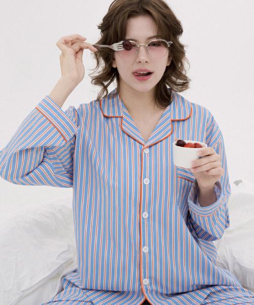 [Dossy] 2-Piece Silky Fit Sierre Long-Sleeve Couple Pajama Set [Shipped from Korea] 100% Authentic