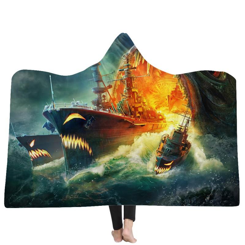 Hooded Blanket Adults Cozy Throw Super Soft Fleece Warm Winter Nap Home Decor