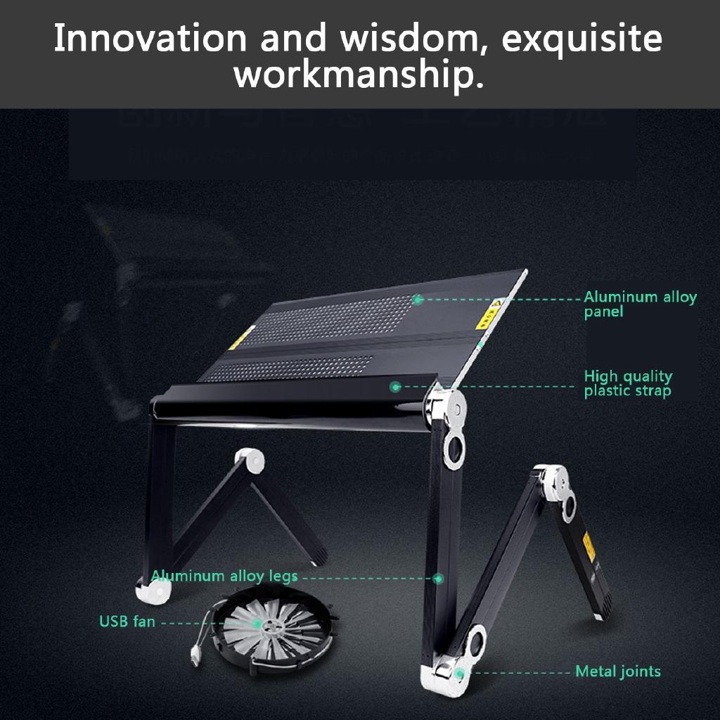 Portable Notebook Suitable With Cooling Fan Adjustable 360 Degree Folding Laptop Desk Table Stand Tray for Bed And Sofa