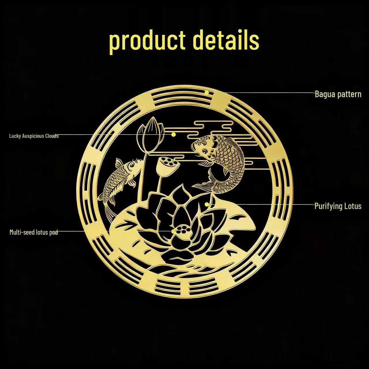 

Универсальная металлическая наклейка для ванной и двери с лотосом и карпами кои 1 Metal Lotus Sticker