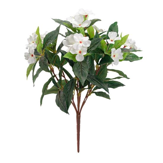 Artificial Impatiens Bunch UV Resistant Faux Flowers Low Maintenance Fake Impatiens Bouquet for Indoor Vase Planters Balcony Decorations