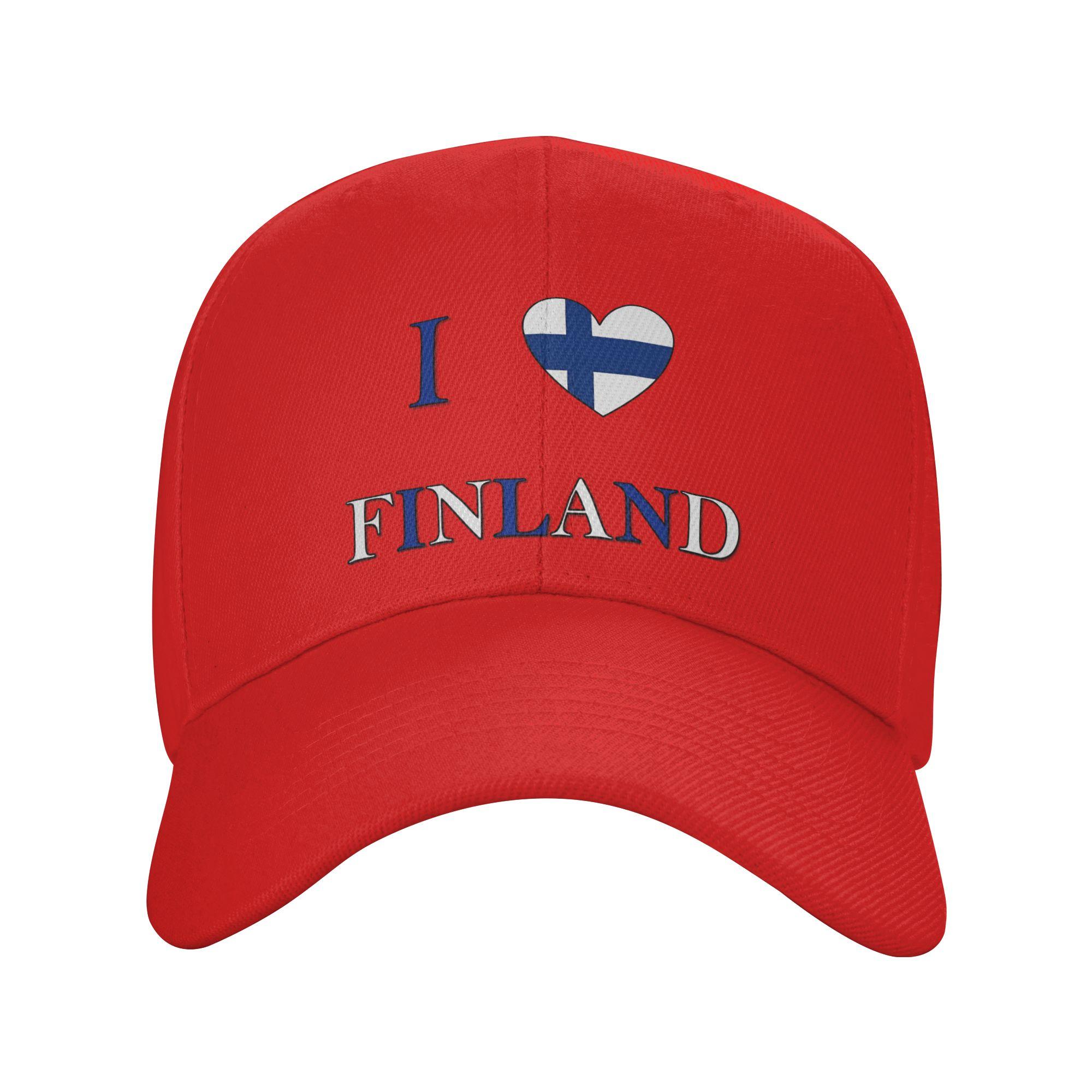 I Love Finland Baseball Cap Hiking Fishing Wholesale Trucker Hat UnisexTeens Streetwear Custom Logo Snapback Cap One Size