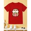 European Sizes Boys Cute Hamster Eating Popcorn Graphic T-Shirt, Crew Neck Short Sleeve Tee, Casual Breathable Kids Shirt