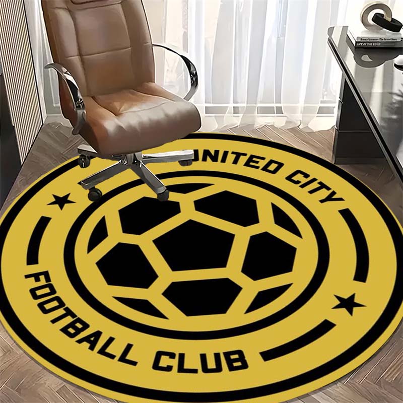 United City FC Hexagonal Soccer Star Circular Area Rug Football Club Round Floor Carpet Sports Fan Living Room Bedroom Home Decor Mat