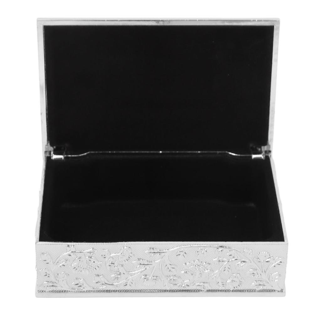 Vintage Jewelry Box Carved Elegant Colorfast Zinc Alloy Soft   Lining Trinket Storage Box for Dressing Table Shelf