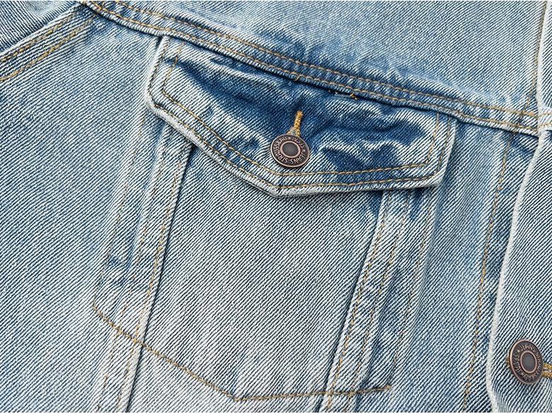 Trendy džínová bunda Gallery Dept v prané modré barvě s vyšívaným logem