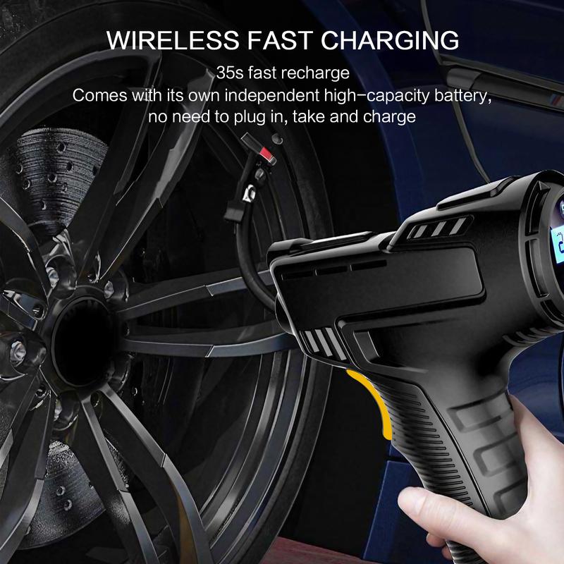 Portable Handheld Car Tire Inflator Wireless USB Rechargeable LED Display Screen Pressure Monitor Automatic Inflation