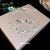 Cool Zircon Oil Drop Flower Bracelet Stud Earrings Jewelry Set Light Luxury High-end Sweet Wind Beautiful Jewelry Women