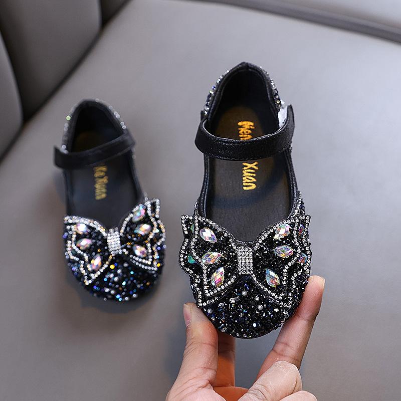 

Children PU Leather Shoes Ballet Flat Shoes Spring Autumn Girls Party Bowknot Sequins Fashion Princess Wedding Shoes 25