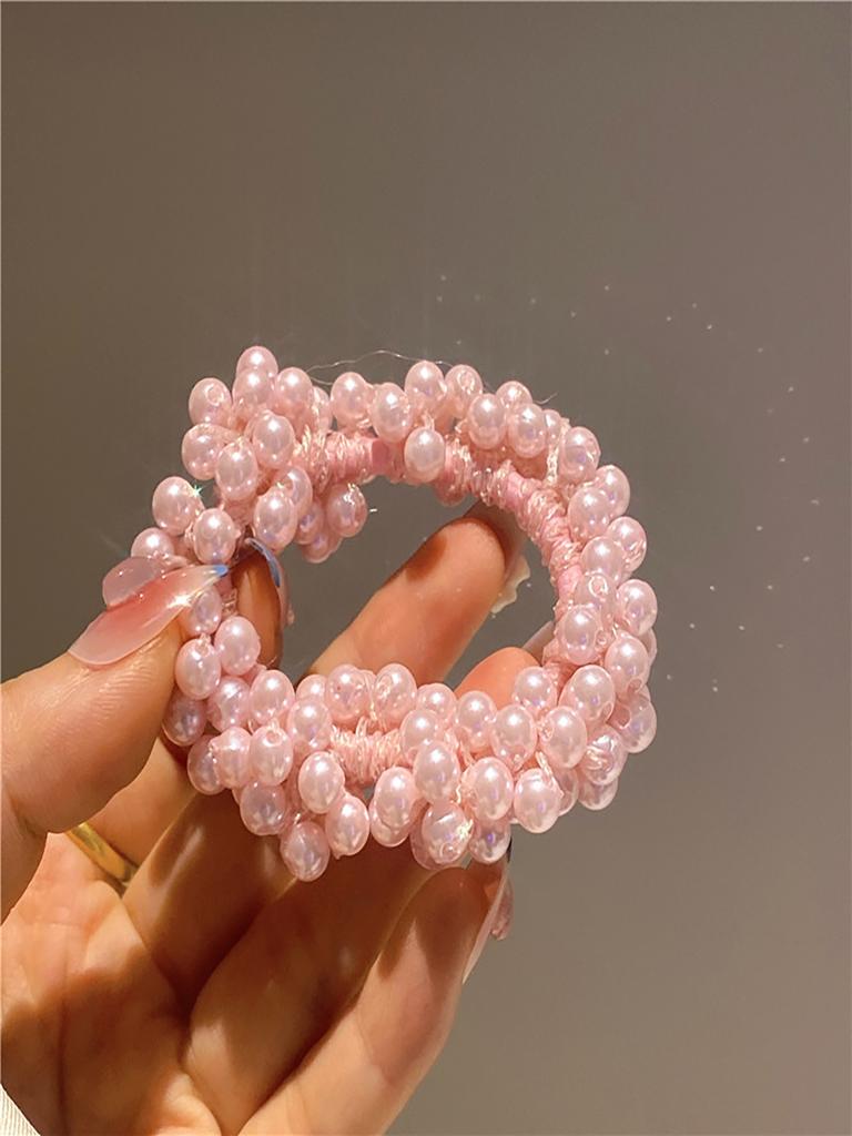 5 Farben Frau Elegant Perle Haargummis Perlen Mädchen Scrunchies Gummibänder Pferdeschwanzhalter Elastisches Haarband Haarschmuck