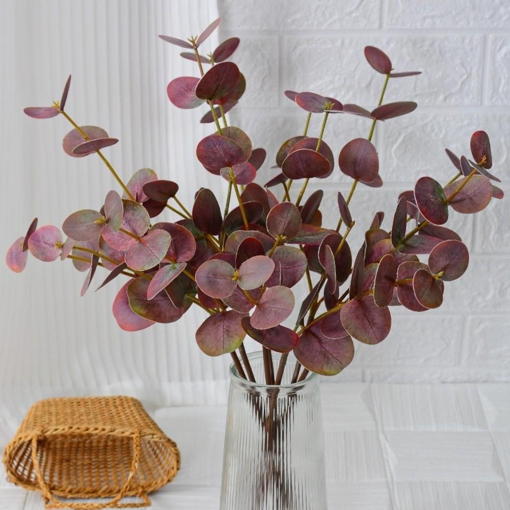 Plastic Artificial Eucalyptus Round Leaves Silk Eucalyptus Leaf  Christmas Decorations