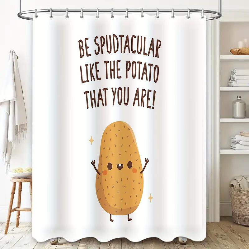 Cute Potato Shower Curtain Farmhouse Kitchen Decor Funny Vegetable Bathroom Set Washable Liner