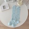 Season Thin Lace Bow Calf Socks Curled Edge Cute Korean Solid Color Girl Style Stacking Socks