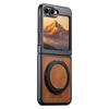 SUTENI G3 For Samsung Galaxy Z Flip7 FE 5G/Z Flip6 5G Case Compatible with MagSafe Waxy Texture Rotating Kickstand Leather Phone Back Cover