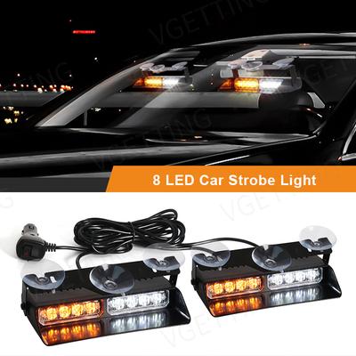 2-in-1-LED-Auto-Blitzlichter für Notblitz-Warnlampe Windschutzscheibenleiste 16 Perlen Rot Blau Bernstein Weiß Auto-Lichtbaugruppe
