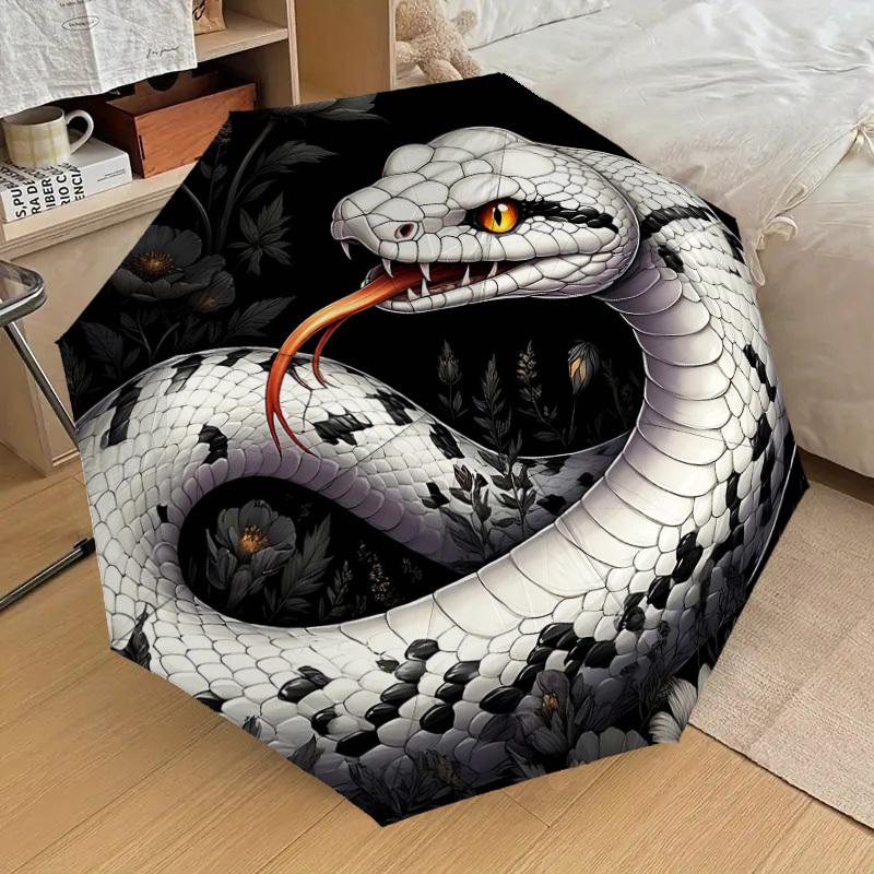 1PC Snake Flowers Umbrella-8-Rib Reinforced Portable Folding Travel Suitable for All Seasons Outdoor Daily Use-J368