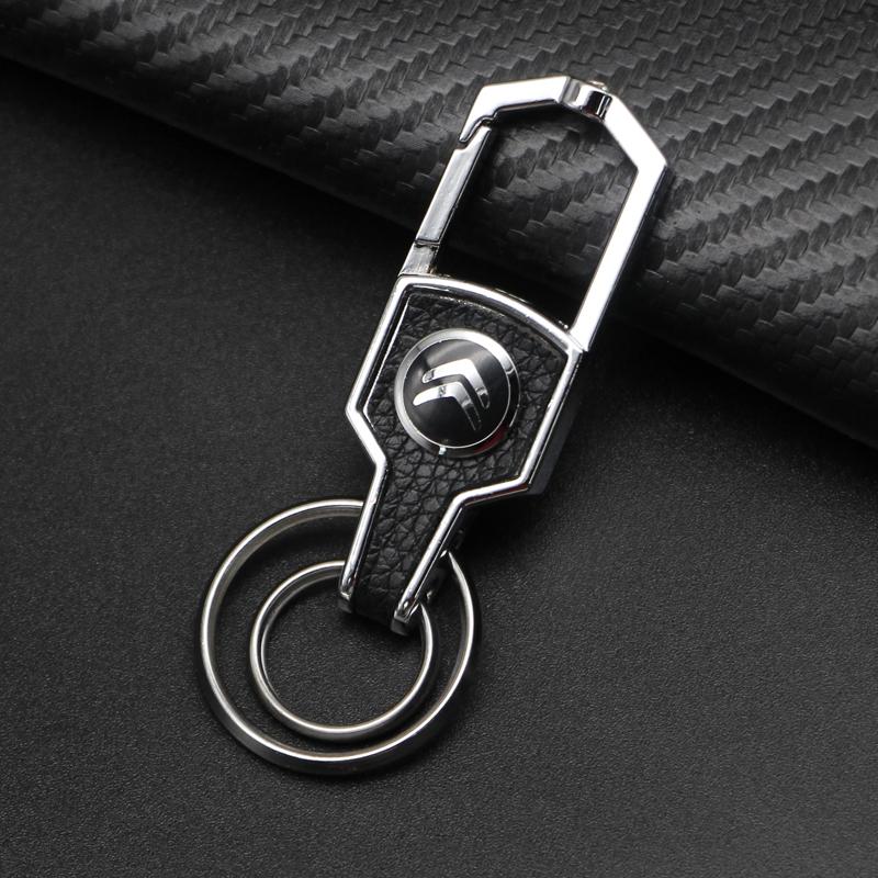 Metal+Leather Car Styling Keychain Key Rings For Citroen C1 C2 C3 C4 C5 C6 C8 C-Crosser C3 Picasso C4 Picasso DS3 Berlingo XSARA