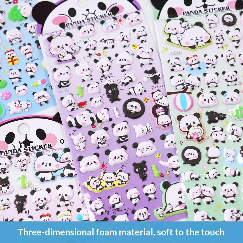 

1 Sheet Scrapbooking Diy Stationery Decals Kawaii 3D Puffy Panda Daily Life Stickers Cute Deco Aesthetic Art Supplies onesize
